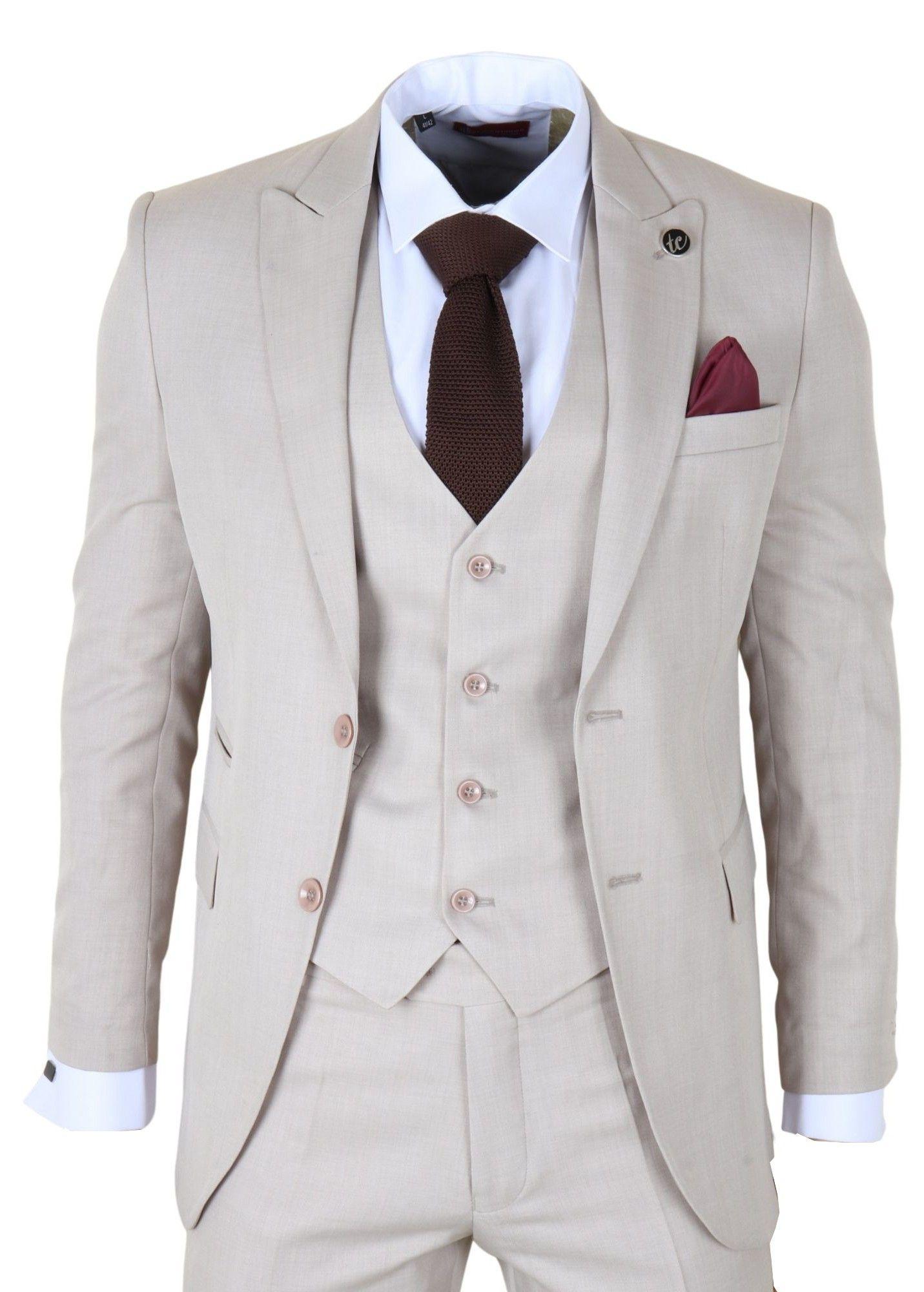 Men's 3-Piece Tailored Fit Formal Wedding Peak Lapel Suit by INFINITY LEATHER