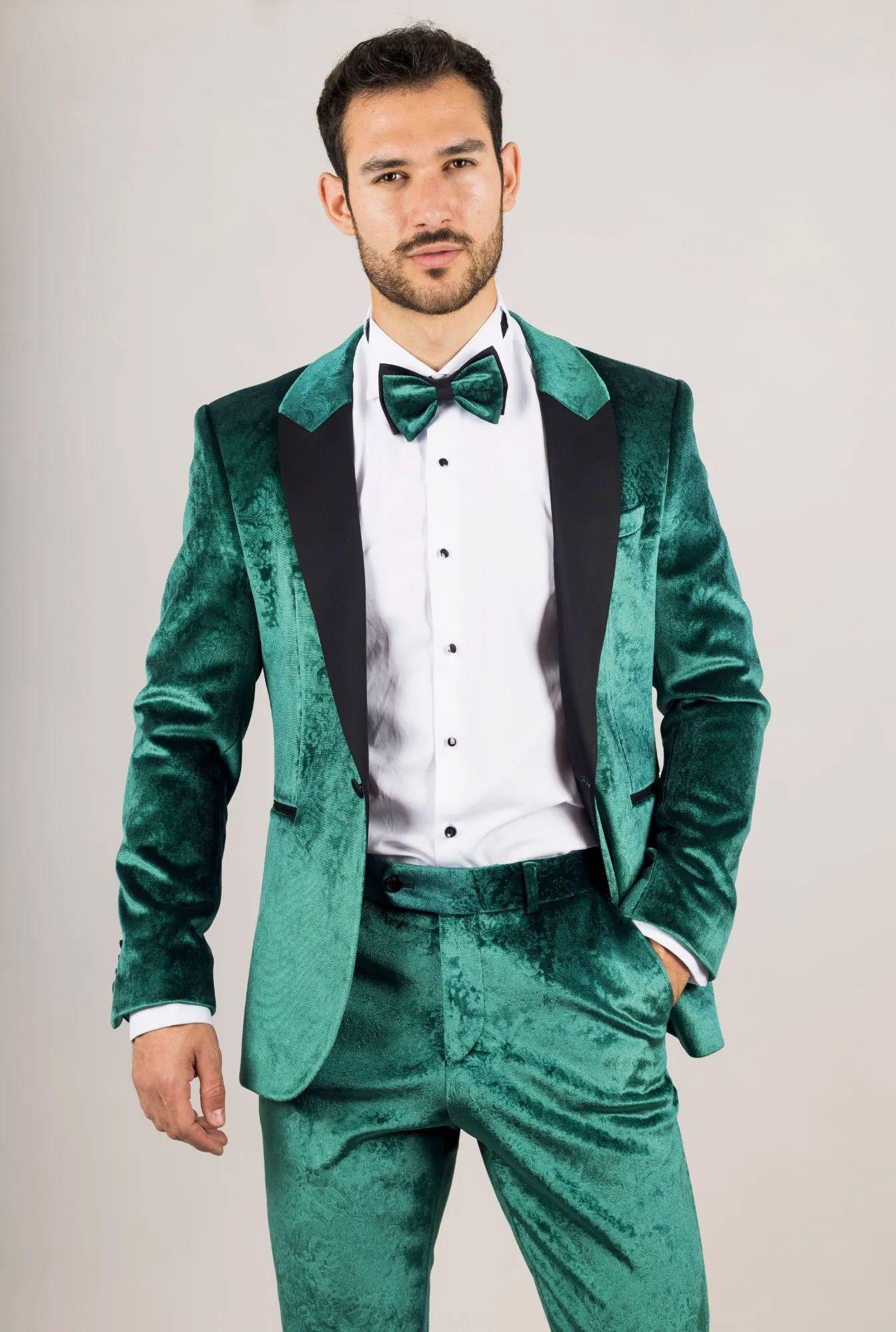 Men's 3 Piece Velvet Wedding Tuxedo Formal Suit by INFINITY LEATHER