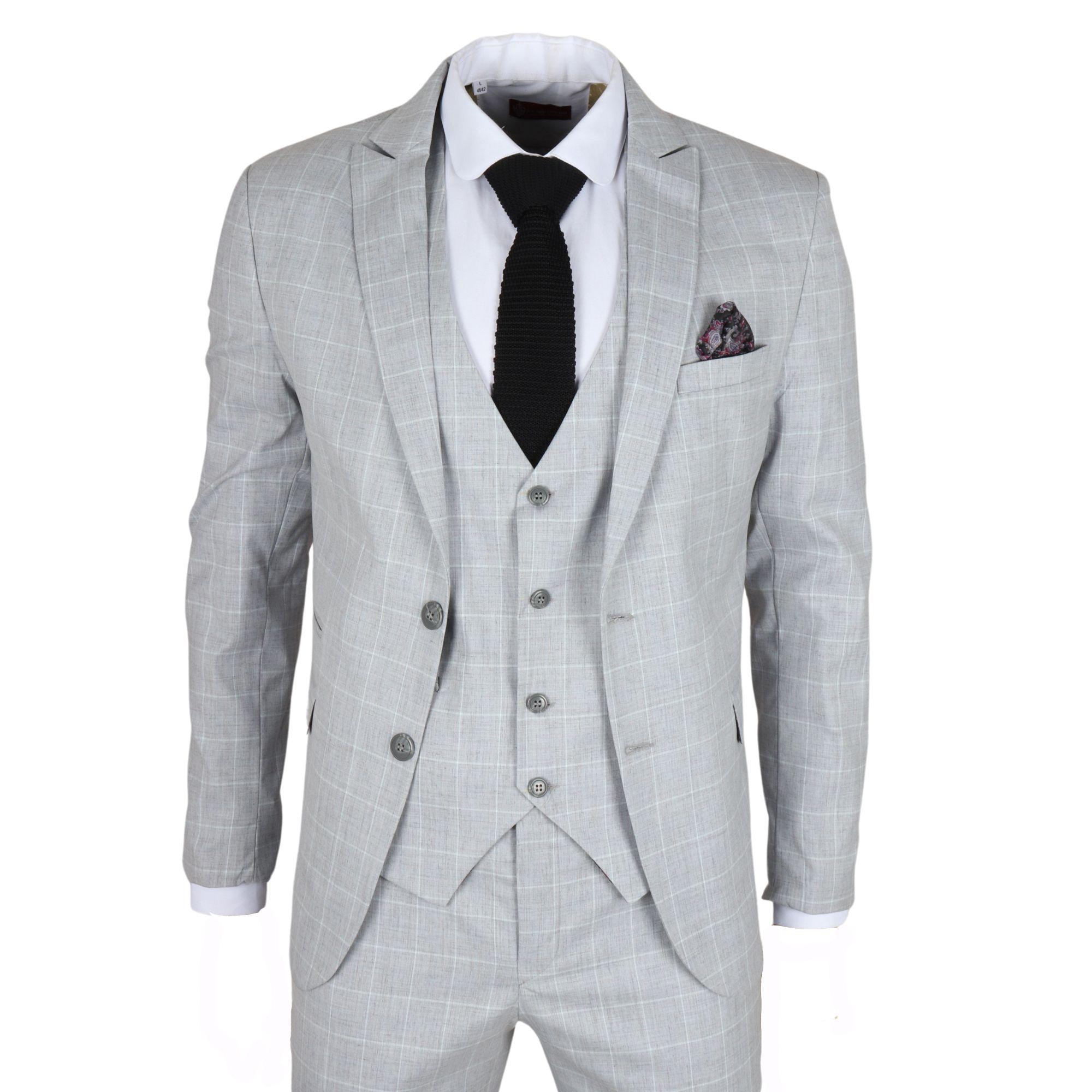 Men's Checked 3 Piece Suit Tailored Fit by INFINITY LEATHER Men's Checked 3 Piece Suit Tailored Fit by INFINITY LEATHER