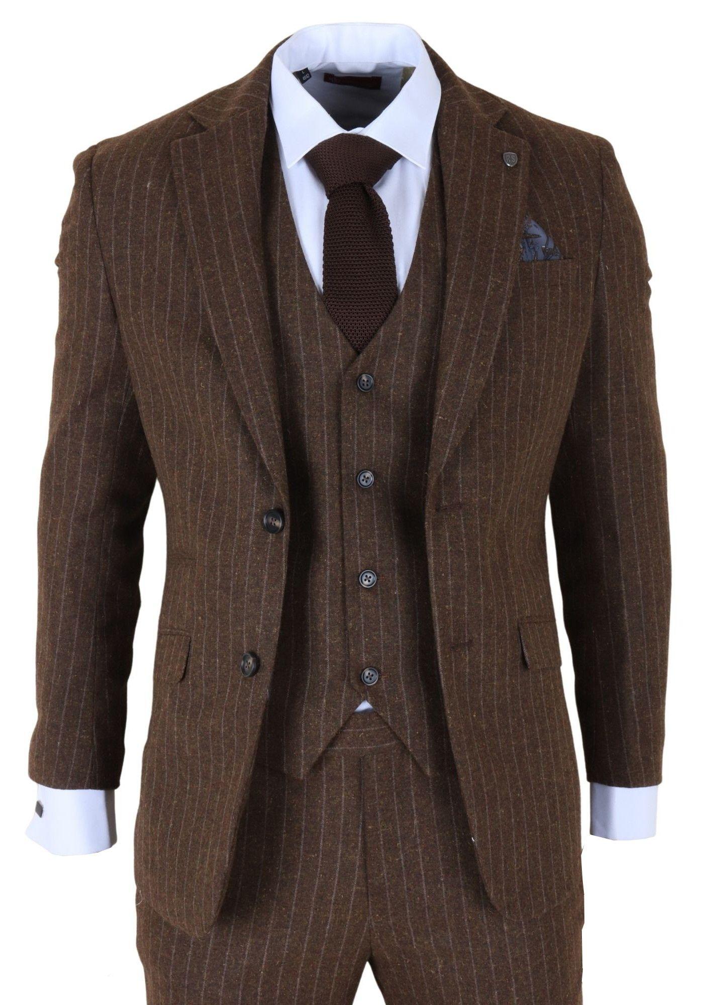 Men's Pinstripe 3 Piece Slim Fit Formal Dinner Suit by INFINITY LEATHER