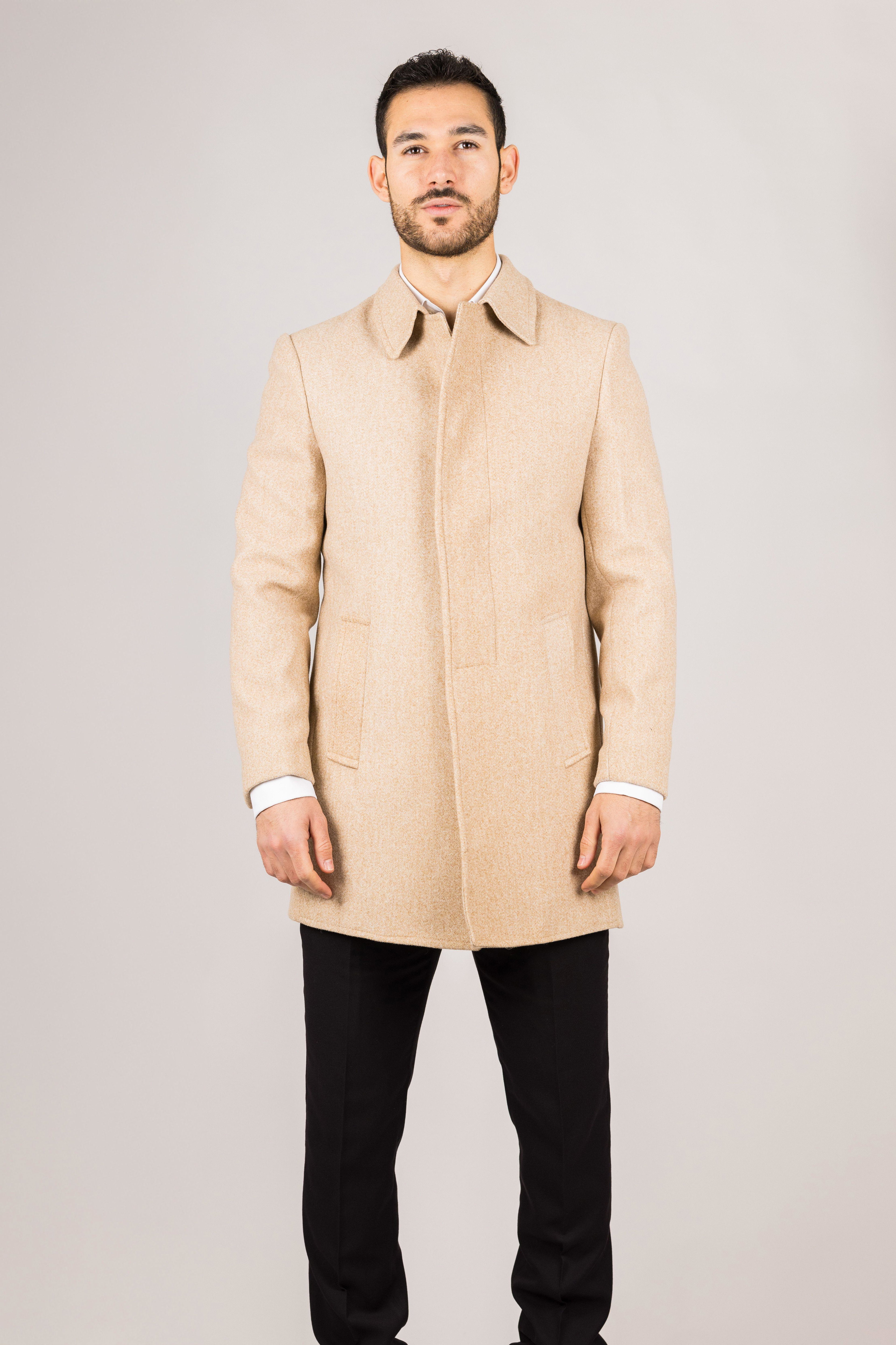 Men's Wool Blend Classic Collar Overcoat by INFINITY LEATHER
