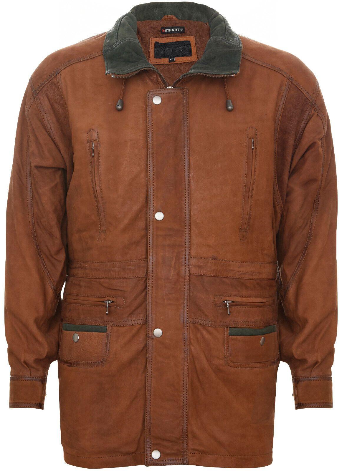 Nubuck Leather Parka Coat-Winnipeg by INFINITY LEATHER