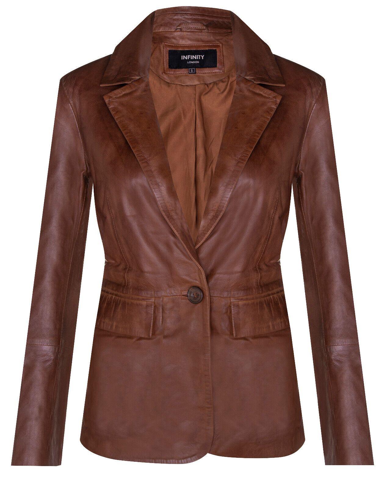 One Button Leather Blazer Jacket-Newhaven by INFINITY LEATHER