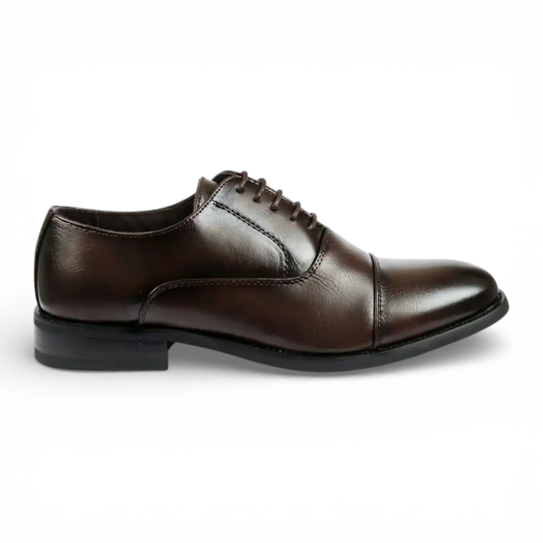 Patent PU Leather Cap-Toe Oxford Formal Brogue Shoes - M87827 by INFINITY LEATHER