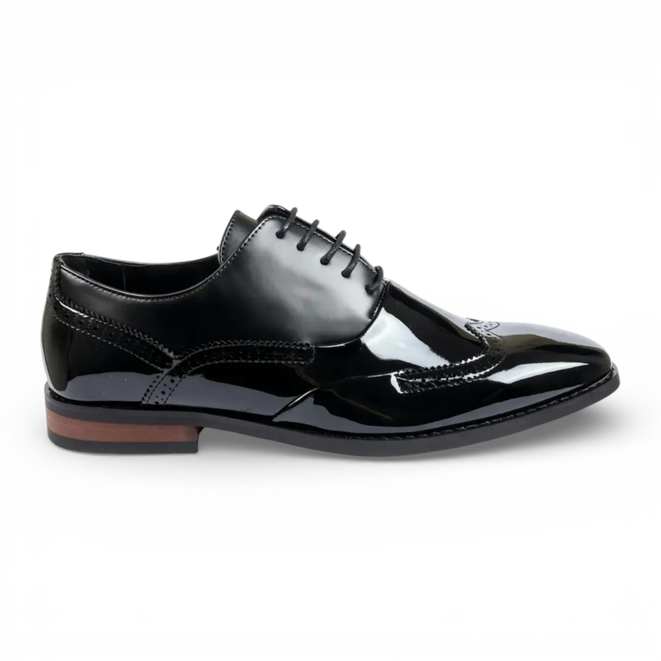 Patent PU Leather Wingtip Brogue Oxford Shoes - M94215 by INFINITY LEATHER