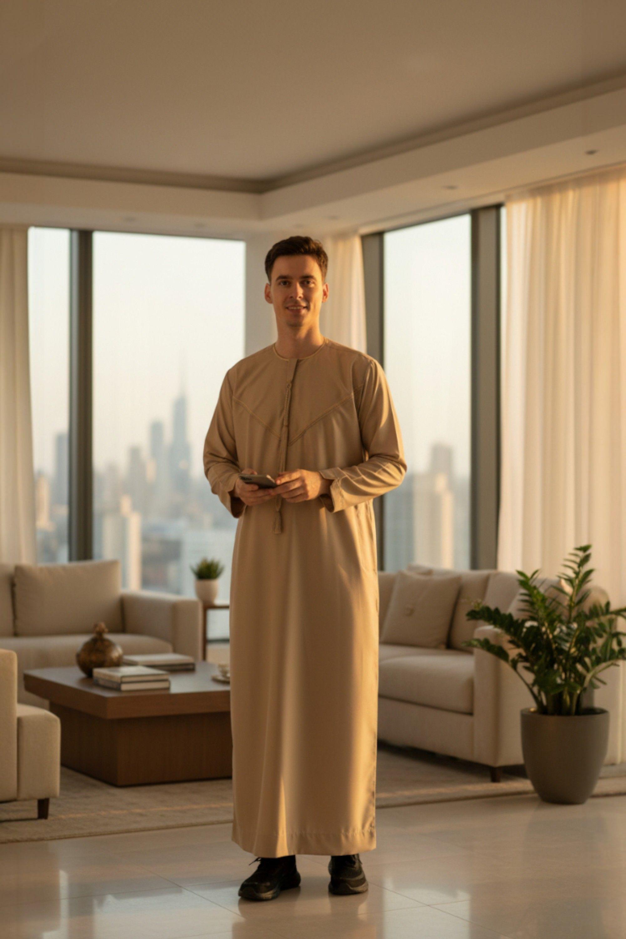 Ramadan Moroccan Jubba Robe Djellaba Eid Kaftan Thobe LFS -TT-007 by INFINITY LEATHER
