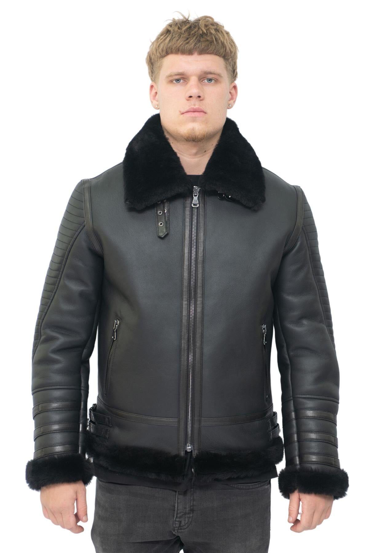Retro Sheepskin Bomber Jacket-Horley by INFINITY LEATHER