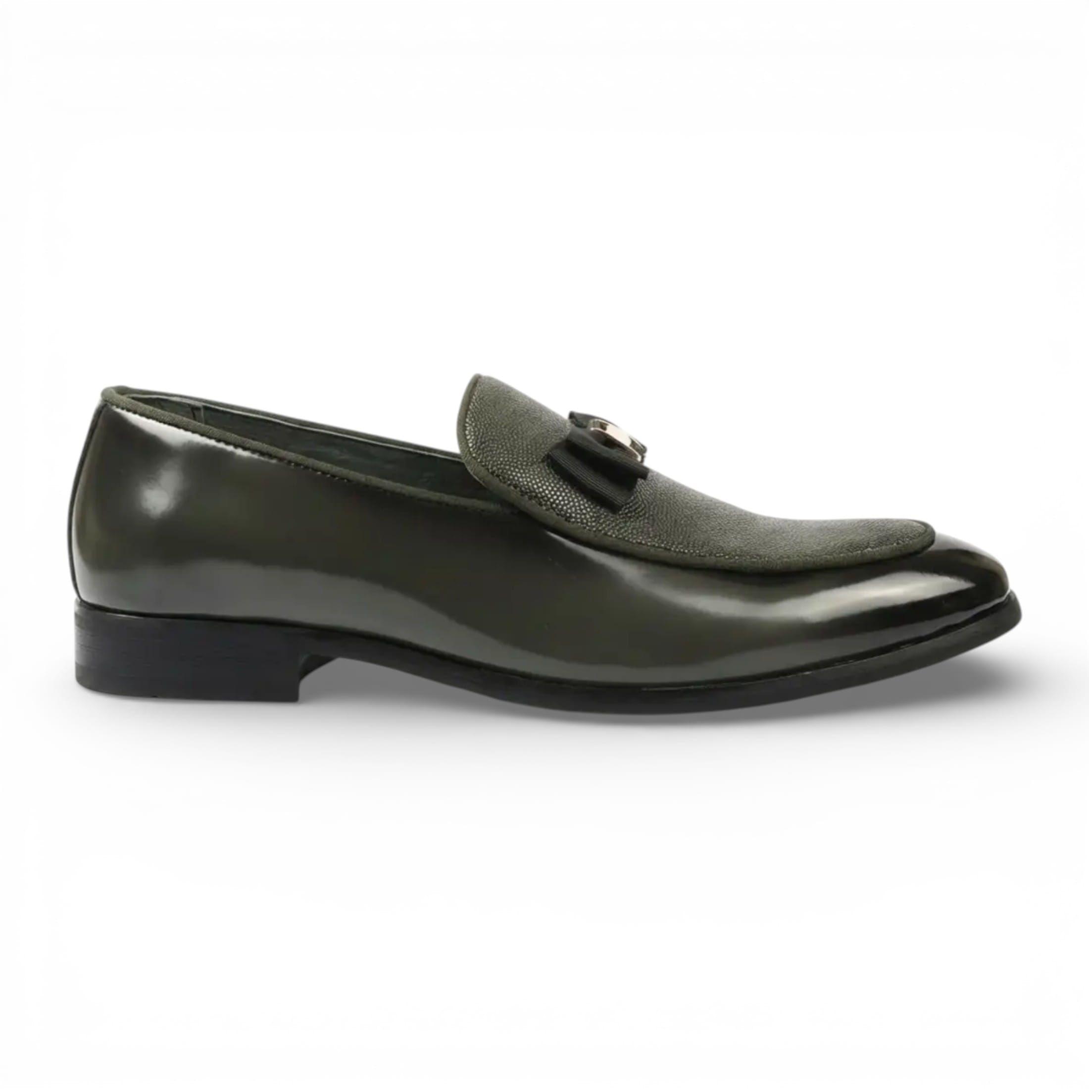 Textured Front Iconic Buckle Bow Loafers Shoes - N10310 by INFINITY LEATHER