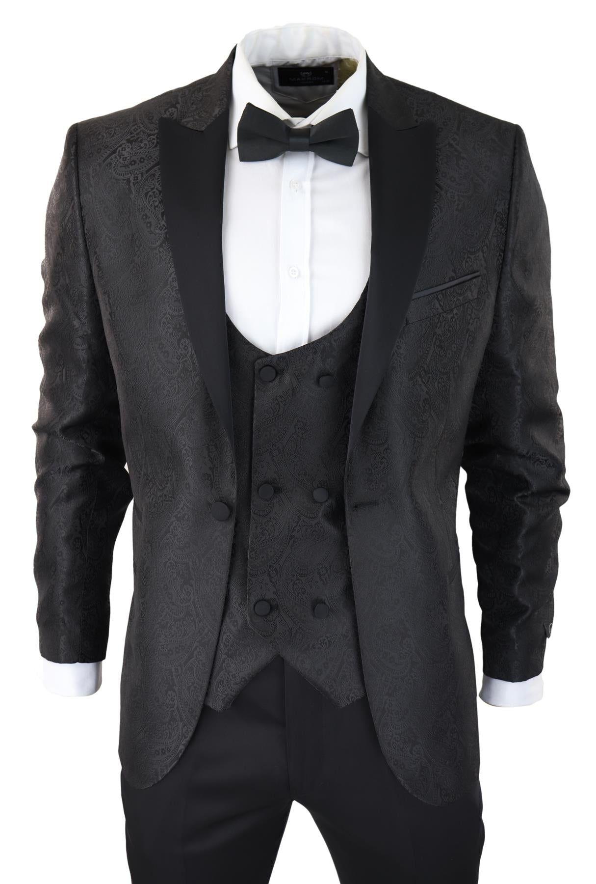Tuxedo Blazer Waistcoat Brocade Satin Paisley Formal Dinner Jacket by INFINITY LEATHER