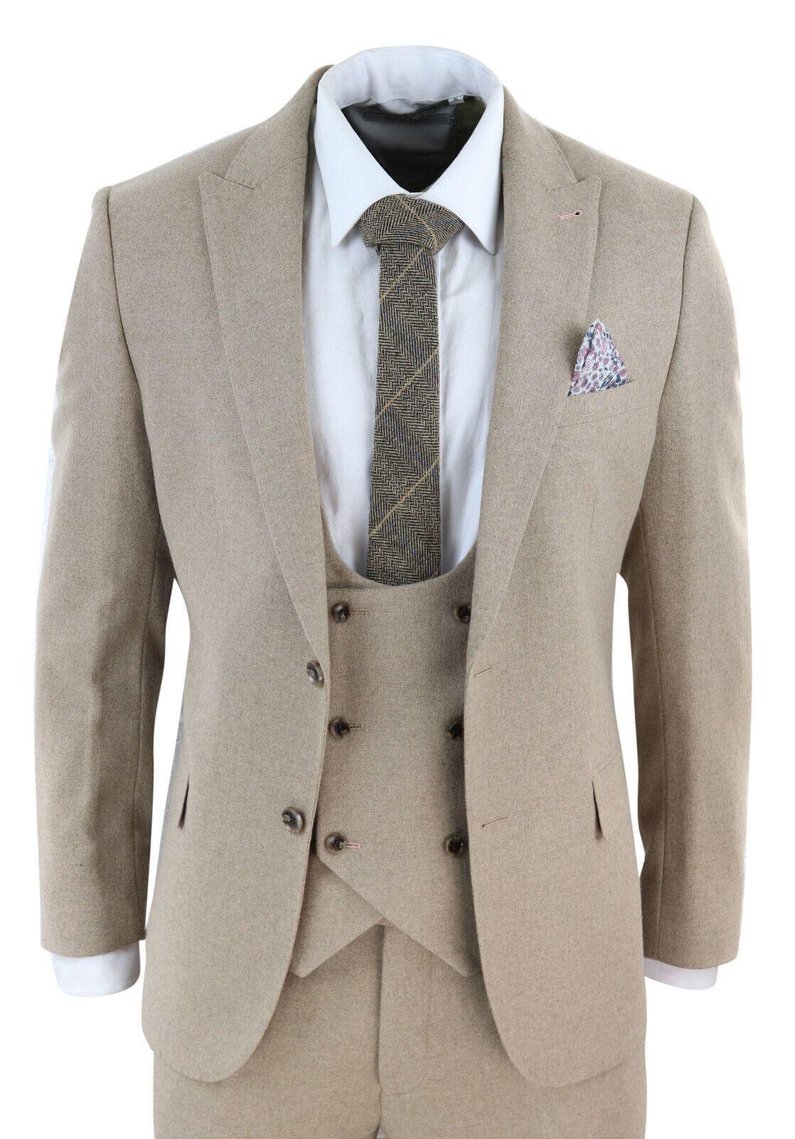 Tweed 3 Piece Formal Wedding Suit by INFINITY LEATHER