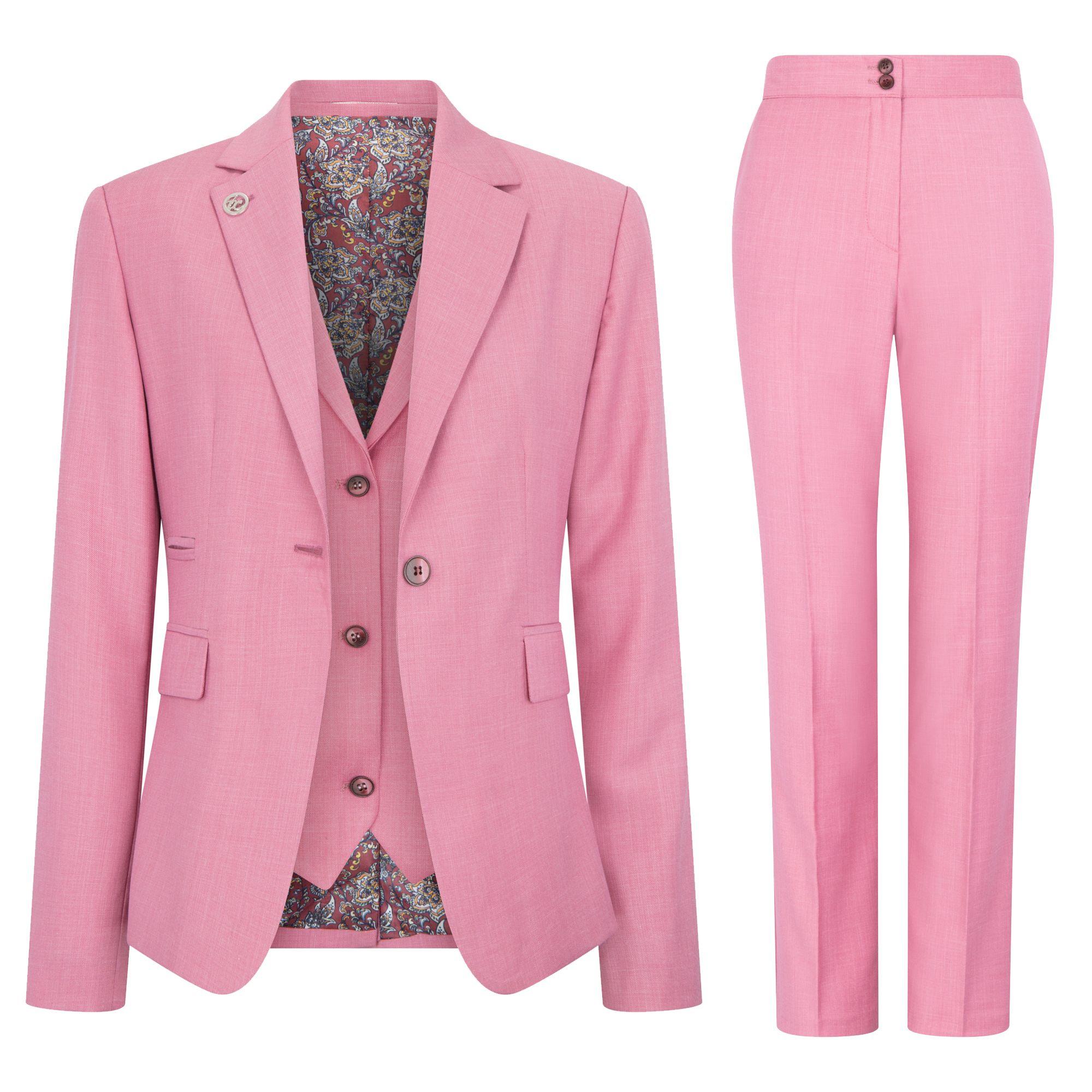 Women's 3 Piece Tailored Fit Plain Pink Formal Office Suit by INFINITY LEATHER