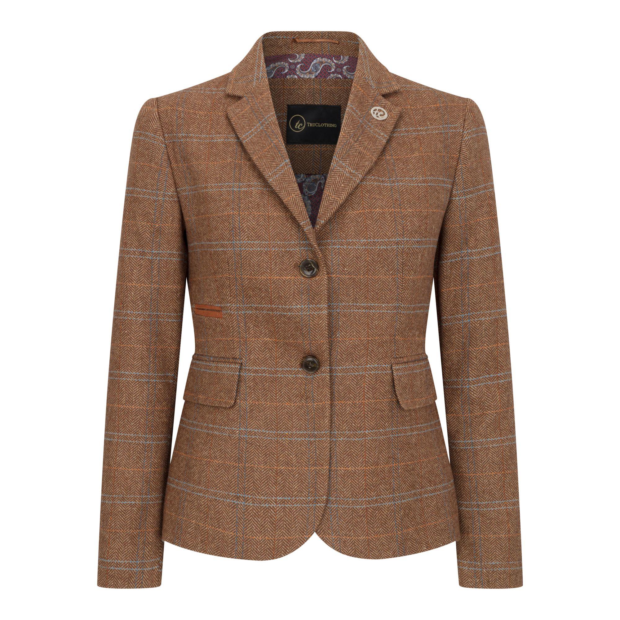 Women's Tailored Fit Tweed Blazer in Herringbone Check by INFINITY LEATHER