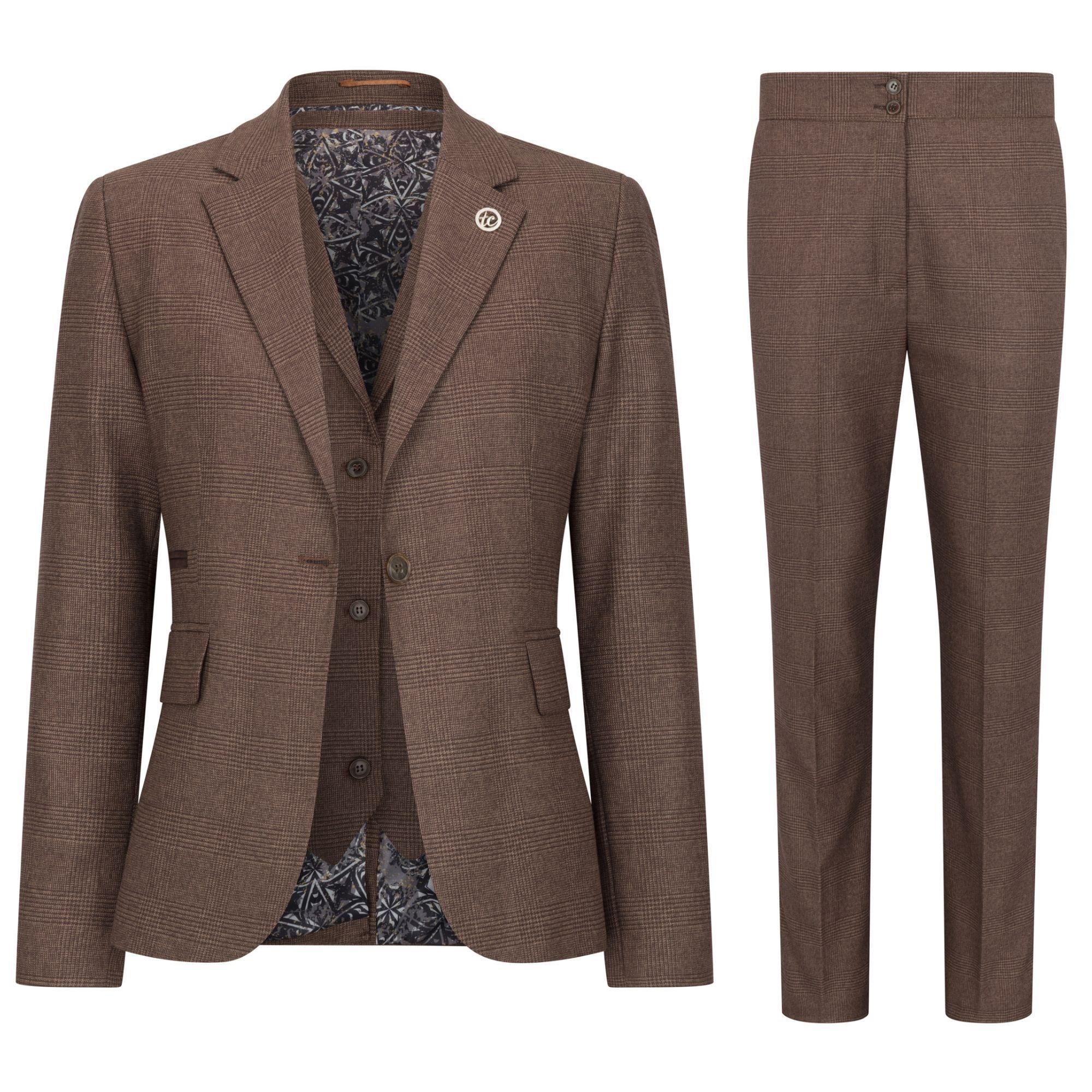 Women's Three-Piece Tailored Fit Suit in Prince of Wales Check by INFINITY LEATHER