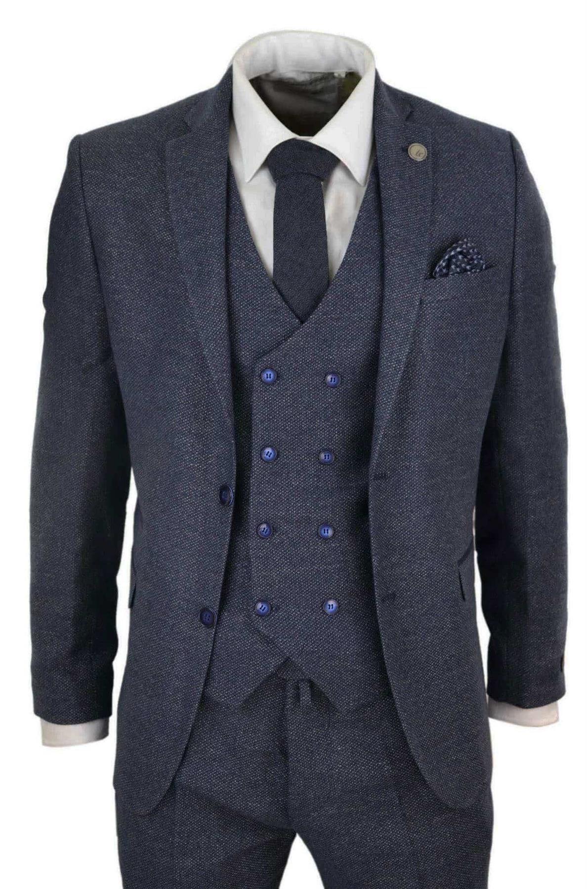 Wool 3 Piece Suit Double Breasted Waistcoat Tweed Peaky Blinders 1920s by INFINITY LEATHER