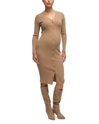 Button Front Sweater Maternity Dress by INGRID&ISABEL