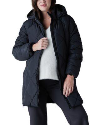 Hooded Longline Puffer Maternity Jacket by INGRID&ISABEL