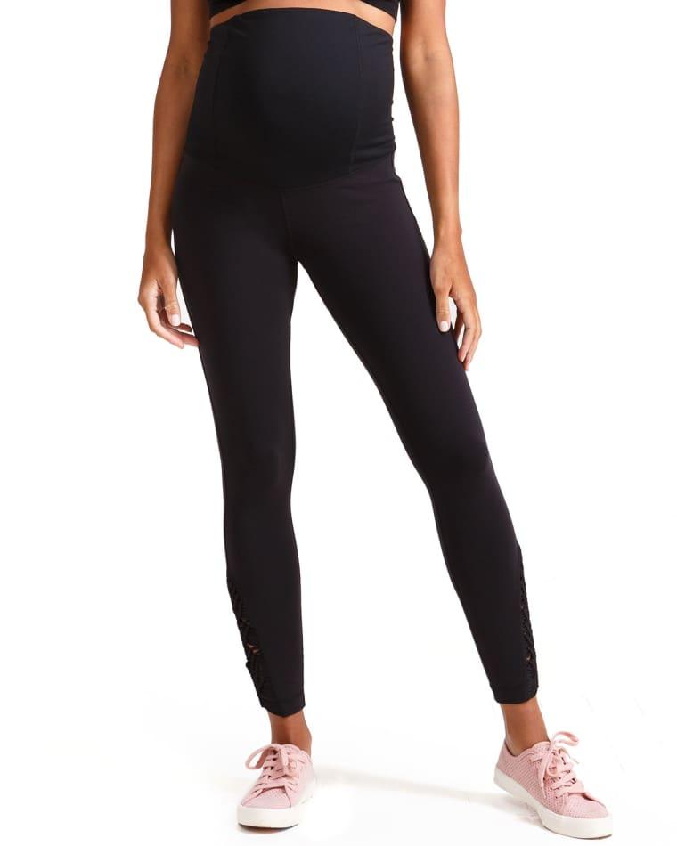 Maternity Active Ankle-Length Leggings with Macrame Detail by INGRID&ISABEL