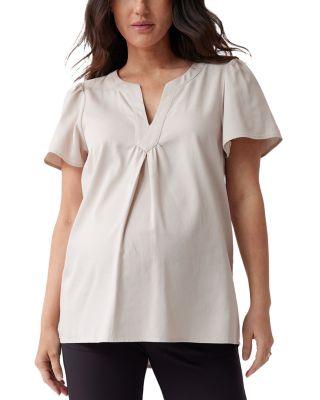 Maternity Short Sleeve Woven Top by INGRID&ISABEL