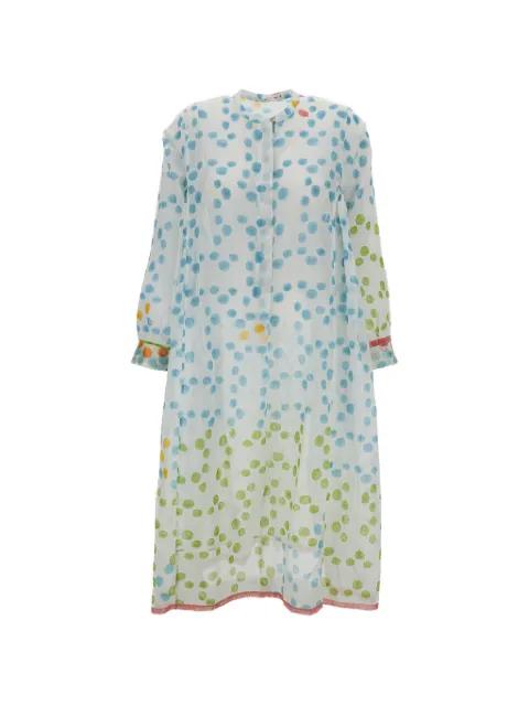 Trumpet polka-dot long-sleeve midi dress by INJIRI