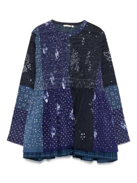 patchwork bell-sleeve jacket by INJIRI