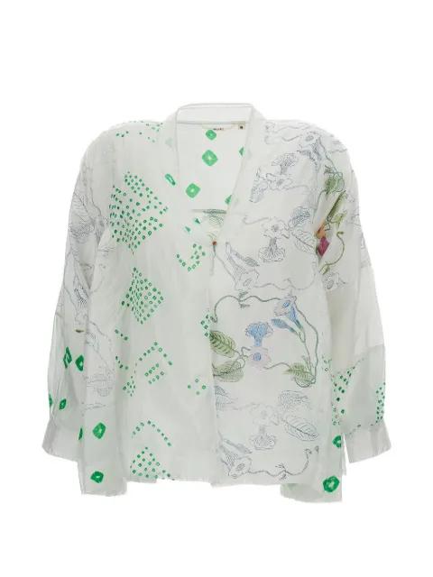 printed V-neck shirt by INJIRI