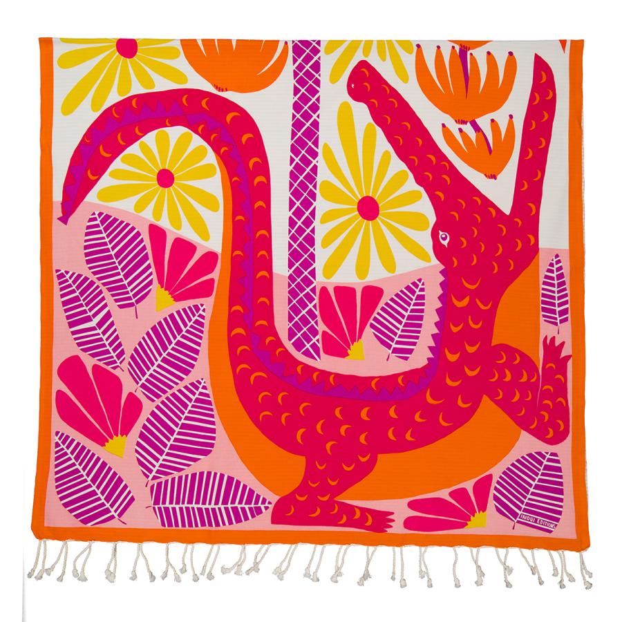 Inoui Editions Pink Fouta 100 Mangrove Print Towel by INOUI EDITIONS Inoui Editions Pink Fouta 100 Mangrove Print Towel by INOUI EDITIONS