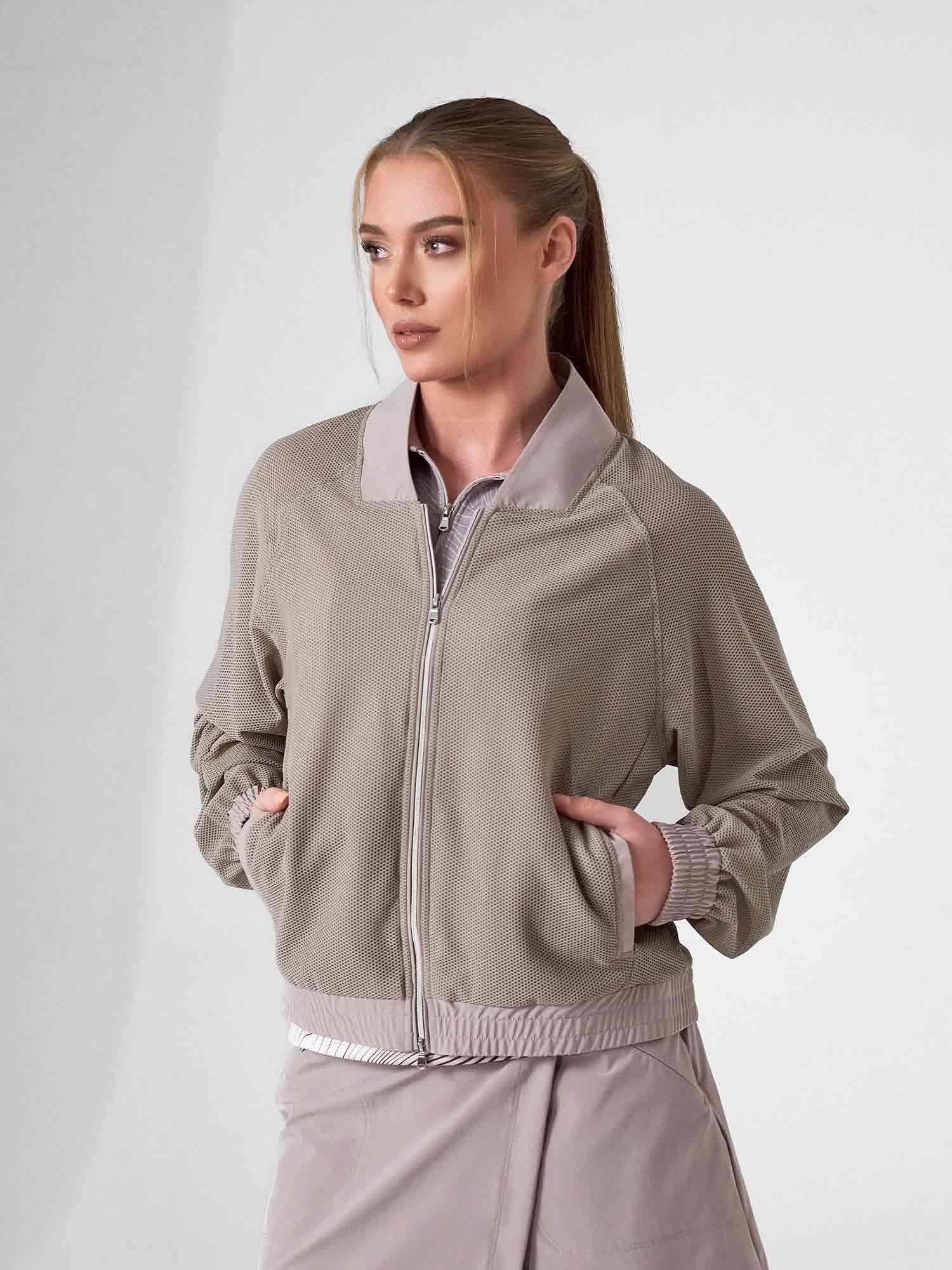 BAILA Mesh Athletic Jacket - Two-Way Zip Performance Bomber by INPHORM