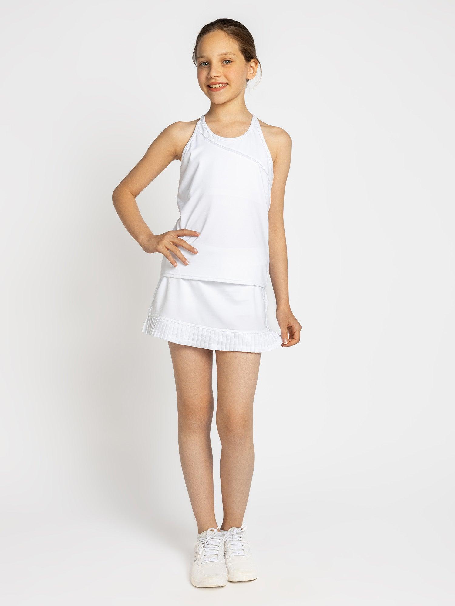 Girls Activewear Strappy Tank Top in White by INPHORM