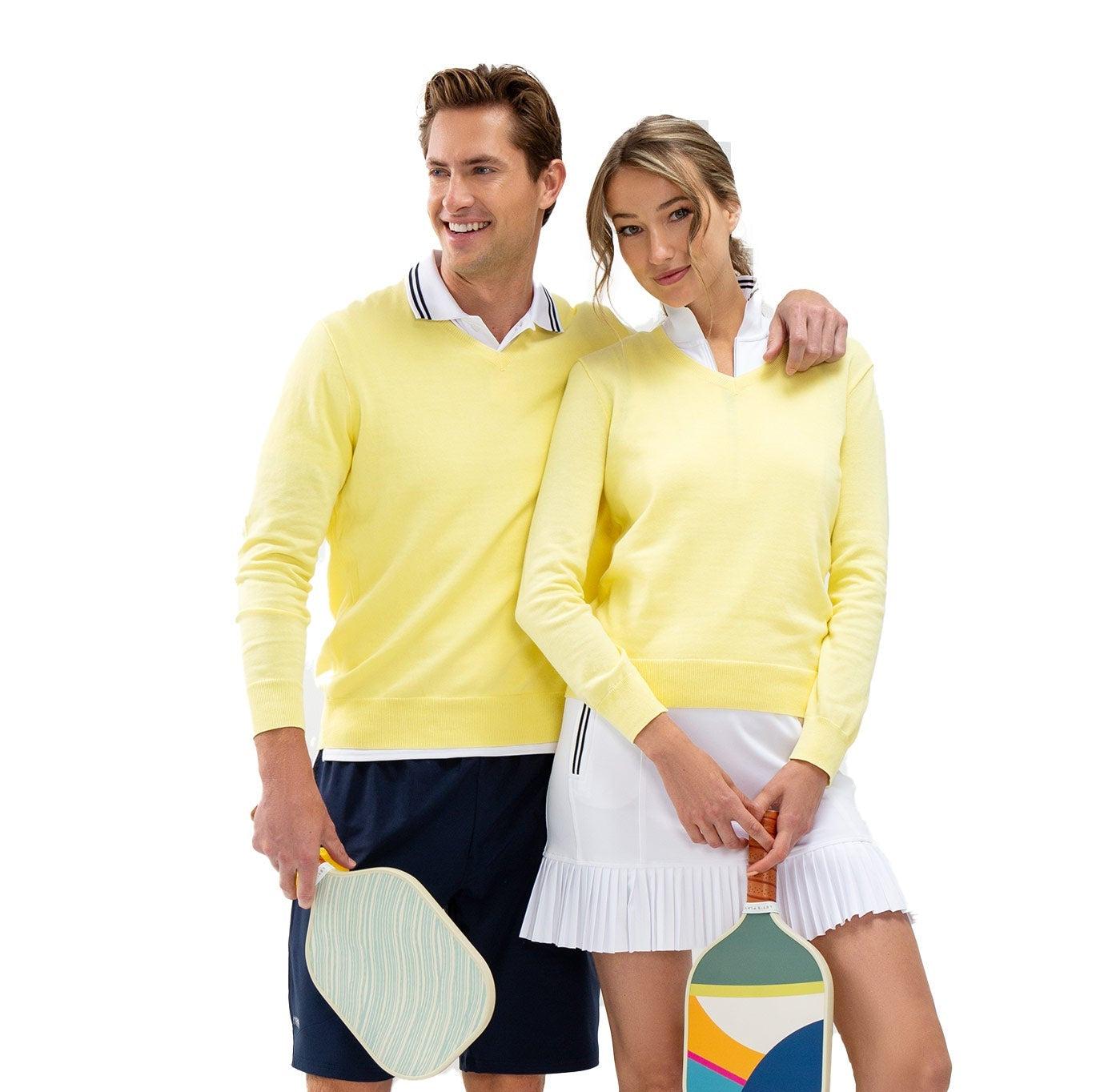 Men's Classic V Neck Golf & Tennis Sweater | Lemonade Yellow by INPHORM