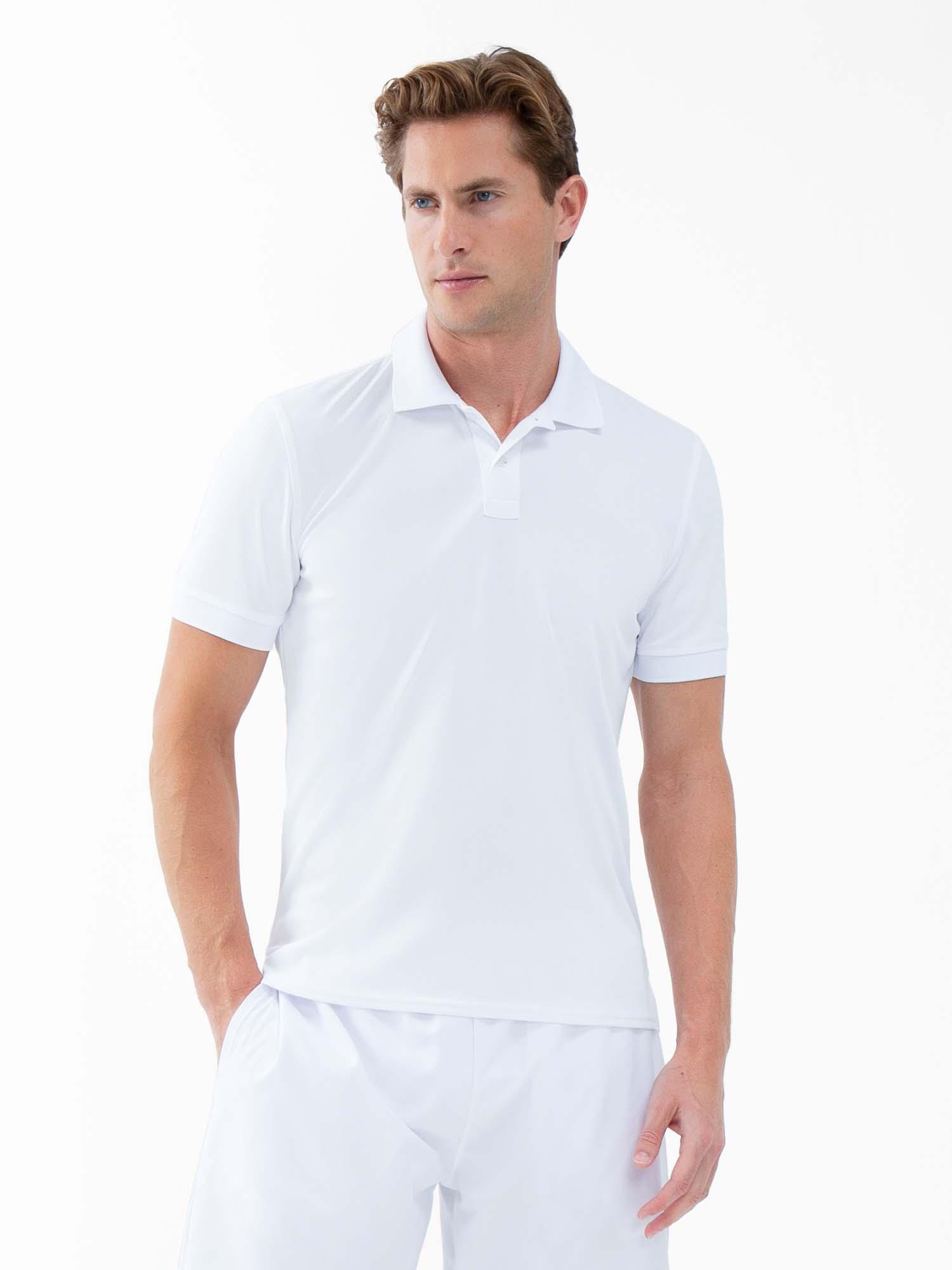Men's Tennis Shirt Rib Collar Polo Shirt in White by INPHORM