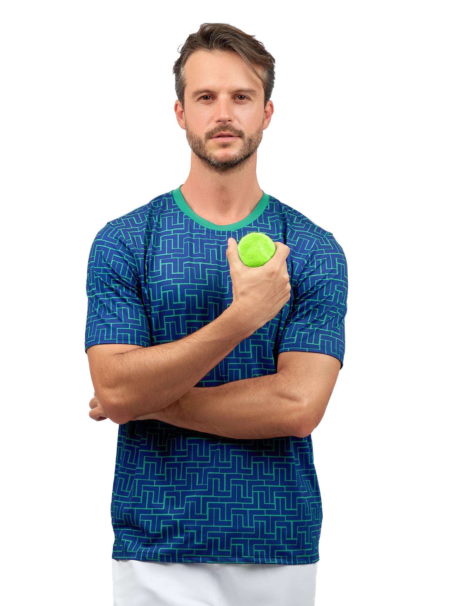 Men's Tennis Shirt, Short-Sleeve Crew Neck Antimicrobial by INPHORM