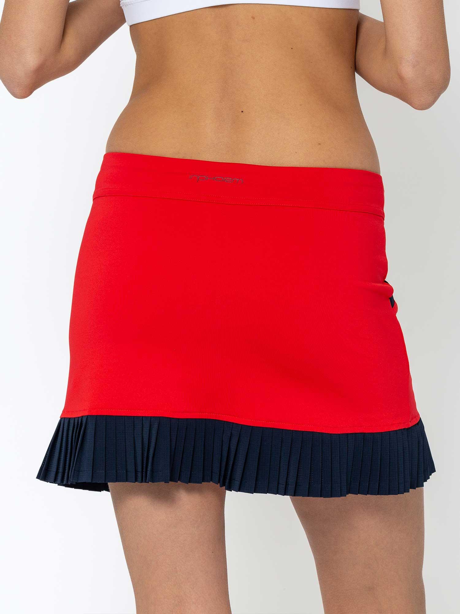 Women's 17" Pleated Golf Skirt in Poppy Red / Midnight by INPHORM