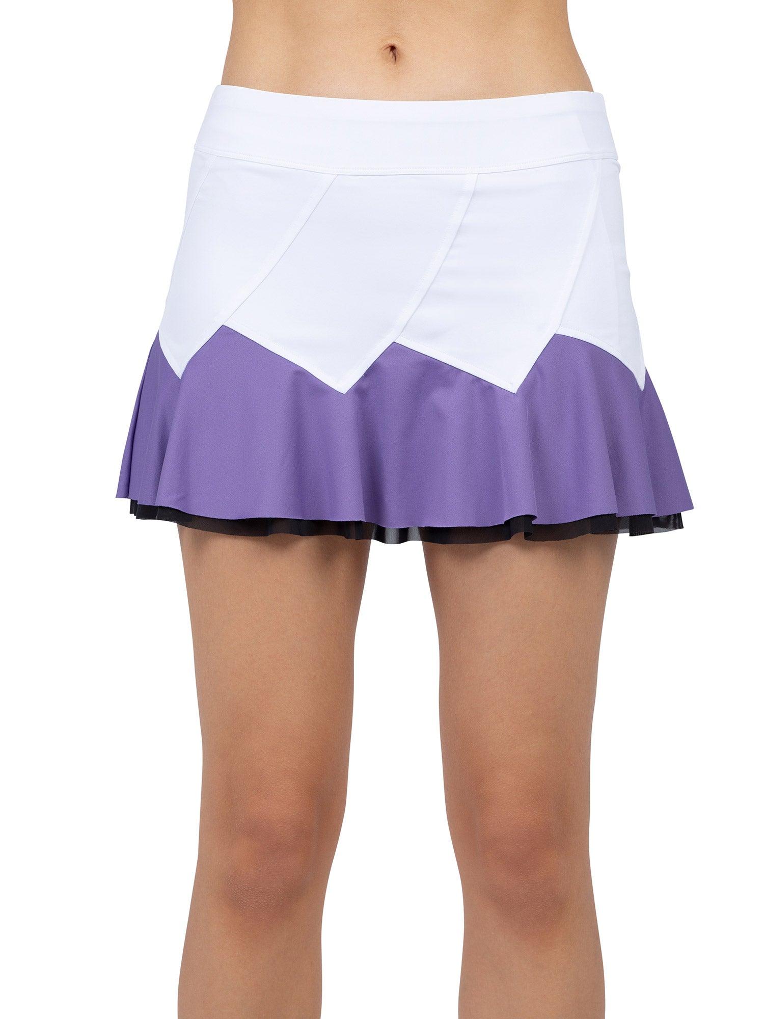 Women's Butterfly Flounce Tennis Skirt in White / Lavender by INPHORM