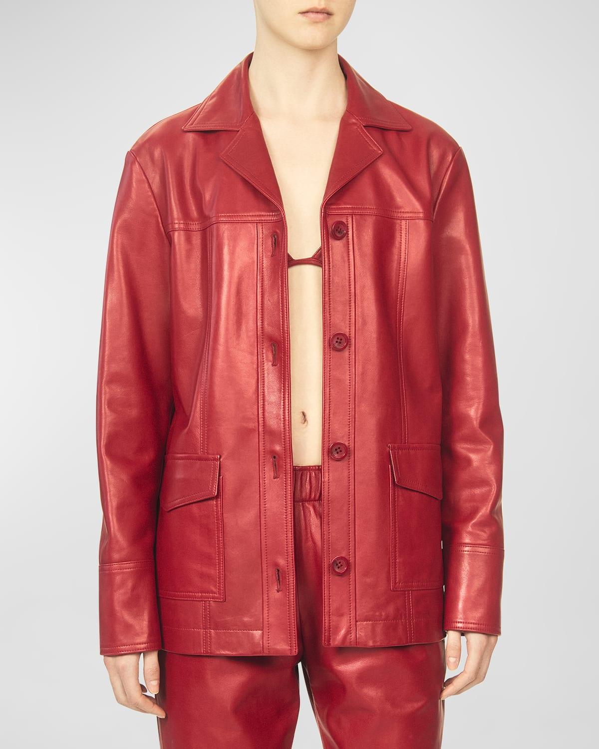 The Durden Metallic Leather Shirt Jacket by INTERIOR