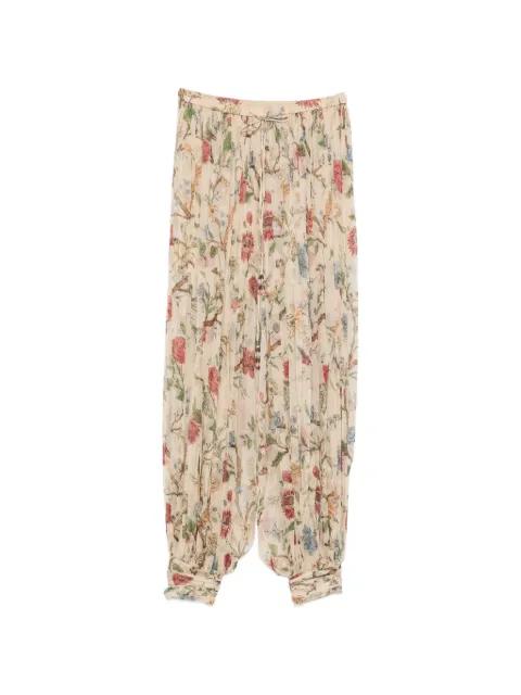 Morris Crinkle Lantern floral-print pleated trousers by INTO THE EAST