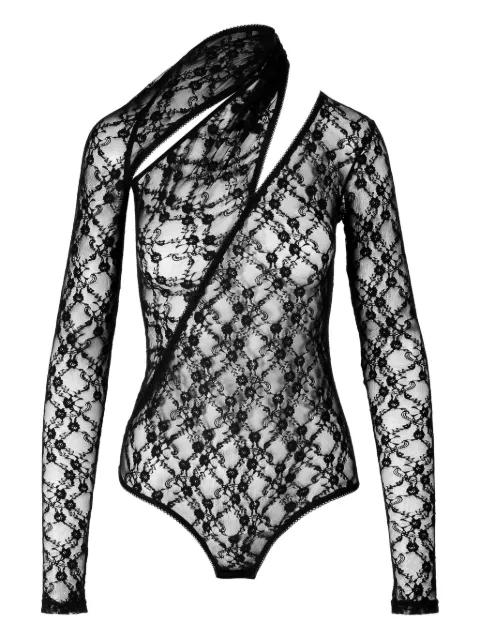 Broderick lace-paneled asymmetric bodysuit by IOANA CIOLACU