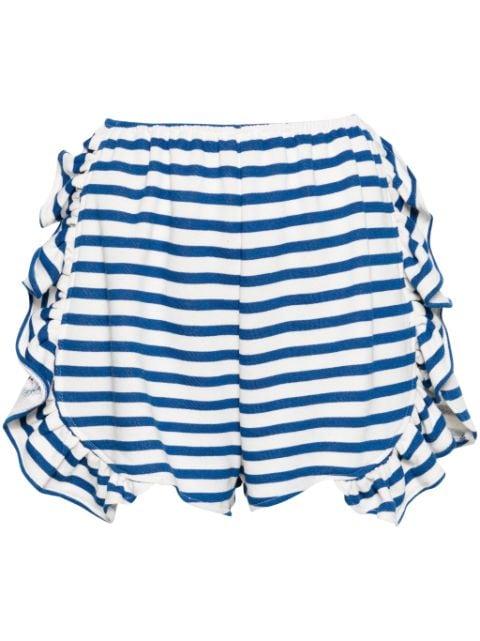 Striped Peony ruffled shorts by IOANA CIOLACU