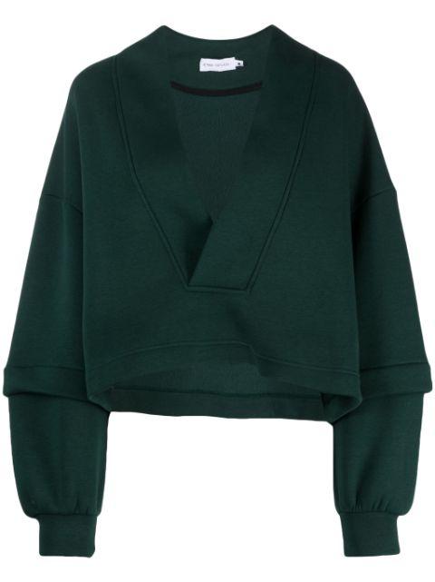 V-neck cotton-blend sweatshirt by IOANA CIOLACU