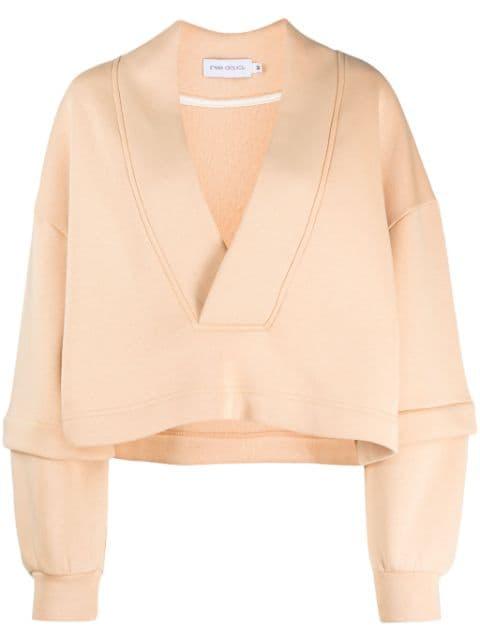 V-neck cotton-blend sweatshirt by IOANA CIOLACU