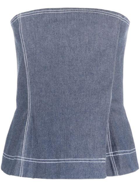 contrasting-stitch bustier top by IOANA CIOLACU