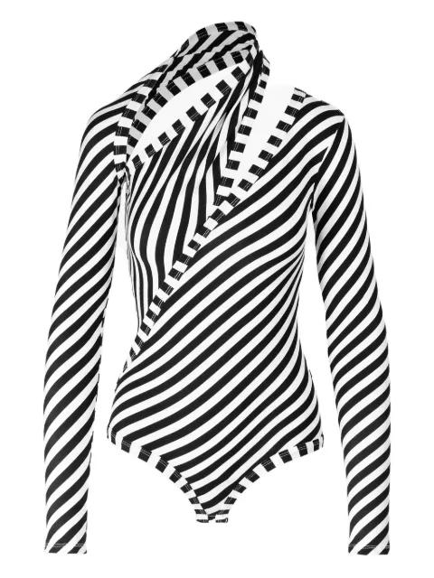 diagonal-stripe cut-out bodysuit by IOANA CIOLACU