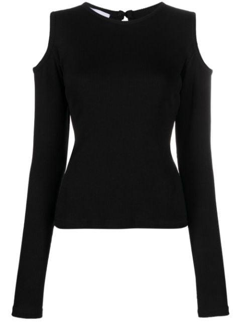 fine-ribbed cold-shoulder top by IOANA CIOLACU