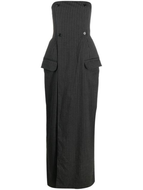 pinstripe-pattern bandeau-style maxi dress by IOANA CIOLACU