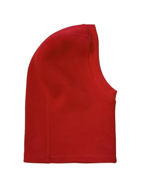 red balaclava hat by IOANA CIOLACU