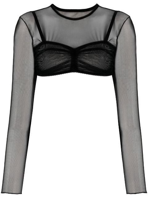 semi-sheer construction cropped top by IOANA CIOLACU