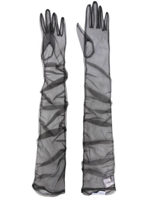 sheer long-length gloves by IOANA CIOLACU