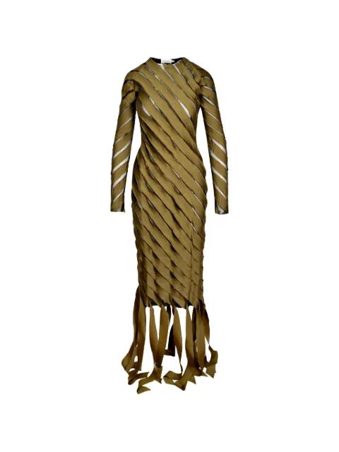 spiral fringed midi dress by IOANA CIOLACU