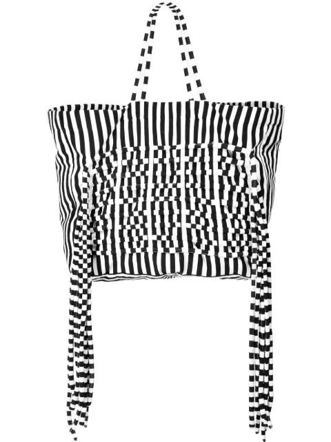 striped fringed tote bag by IOANA CIOLACU