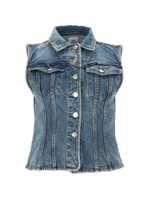 button sleeveless knitwear by IOIS