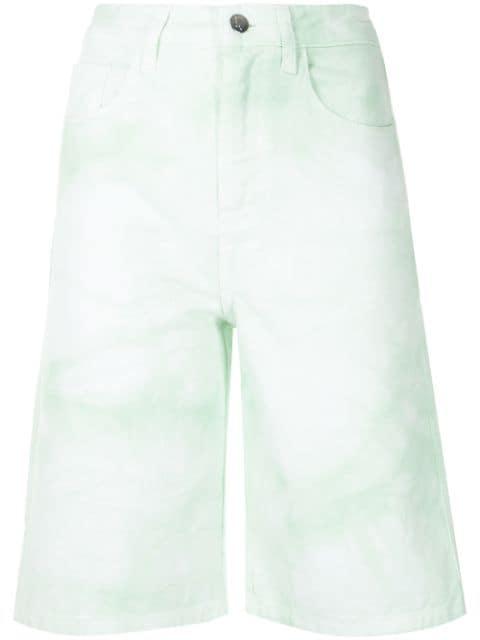 high-waisted tie-dye denim shorts by IRENEISGOOD